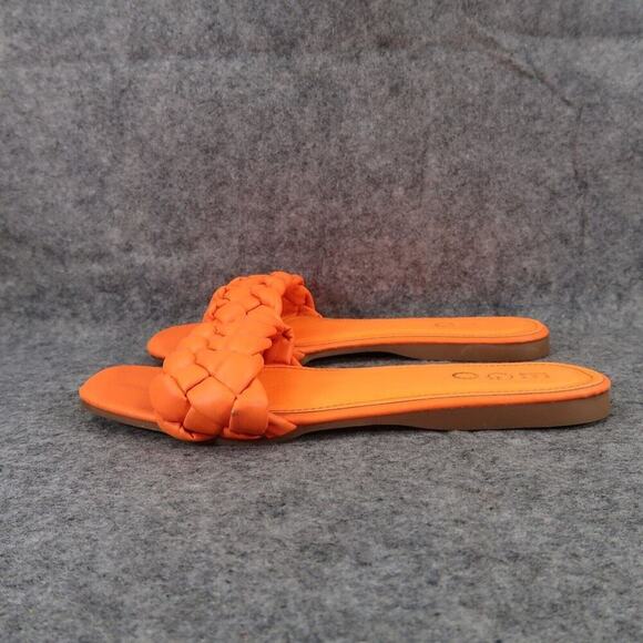 Ego Shoes Womens 39 Sandals Slides Woven Strap Slip On Casual Orange Square Toe - Picture 4 of 12